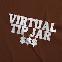 a brown t - shirt with the words virtual tip jar on it